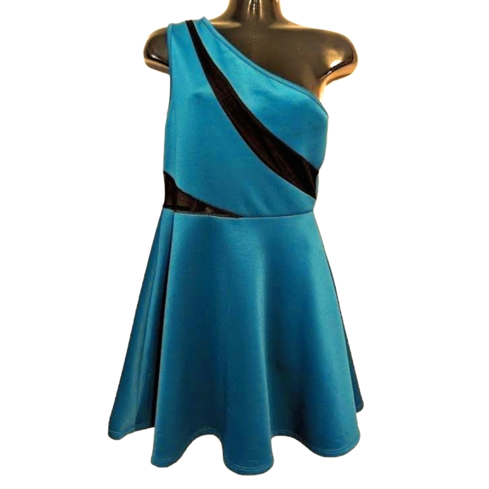 Teal/Turquoise Off the Shoulder Dress One Sleeve Charlotte Russe Large
